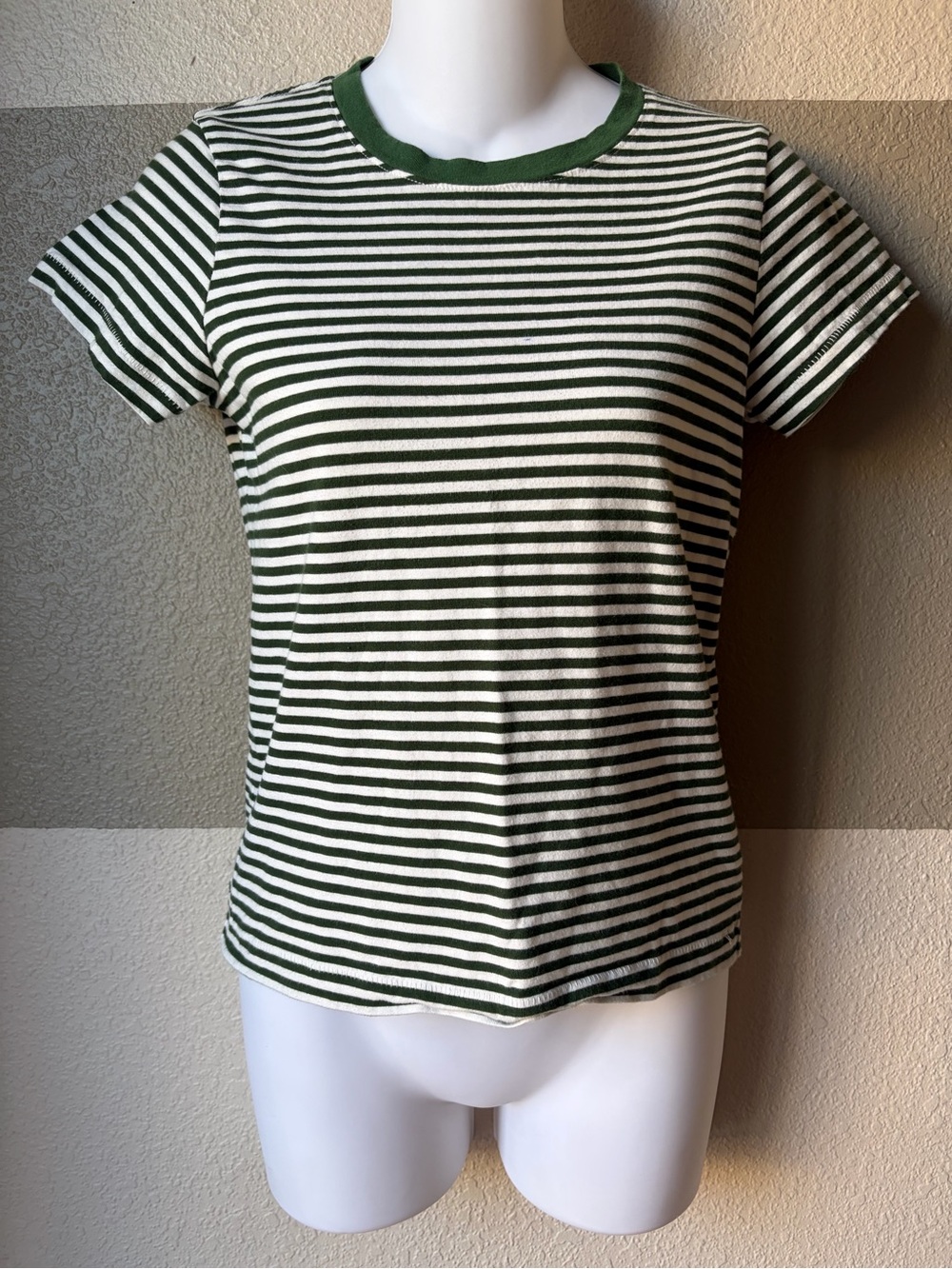 Alex Mill Women’s XS Green White Striped Prospect Tee T Shirt Lightweight Cotton